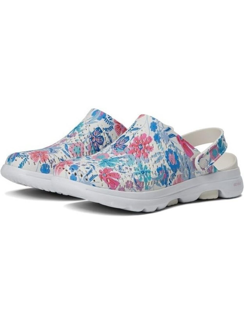 Skechers Foamies Go Walk 5 Tropical Floral Print Clogs Shoes Women's Size 8